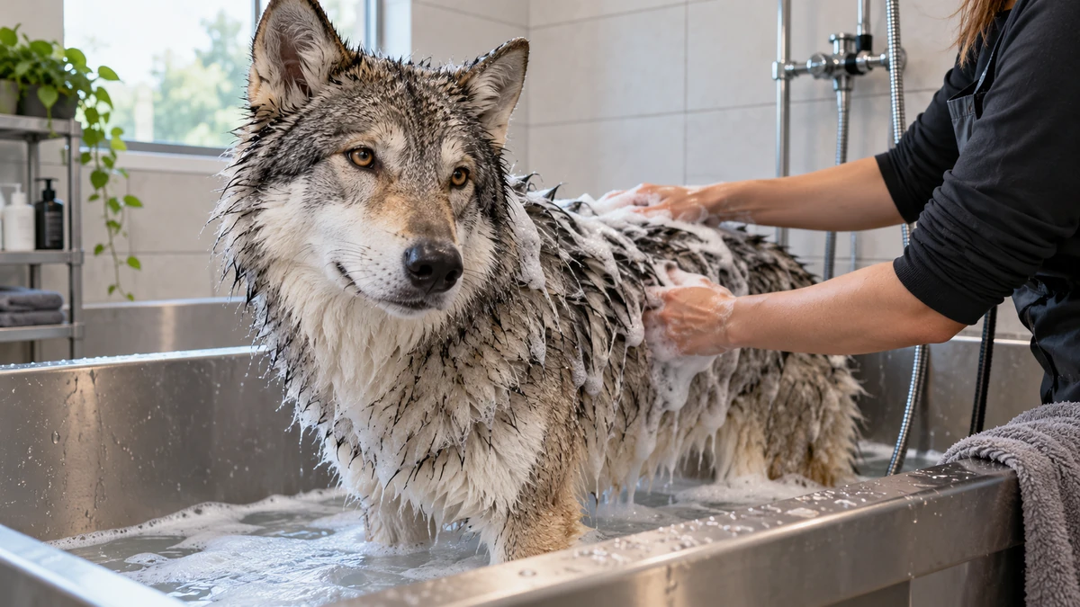 Wolfdog köpek — banyo ve temizlik