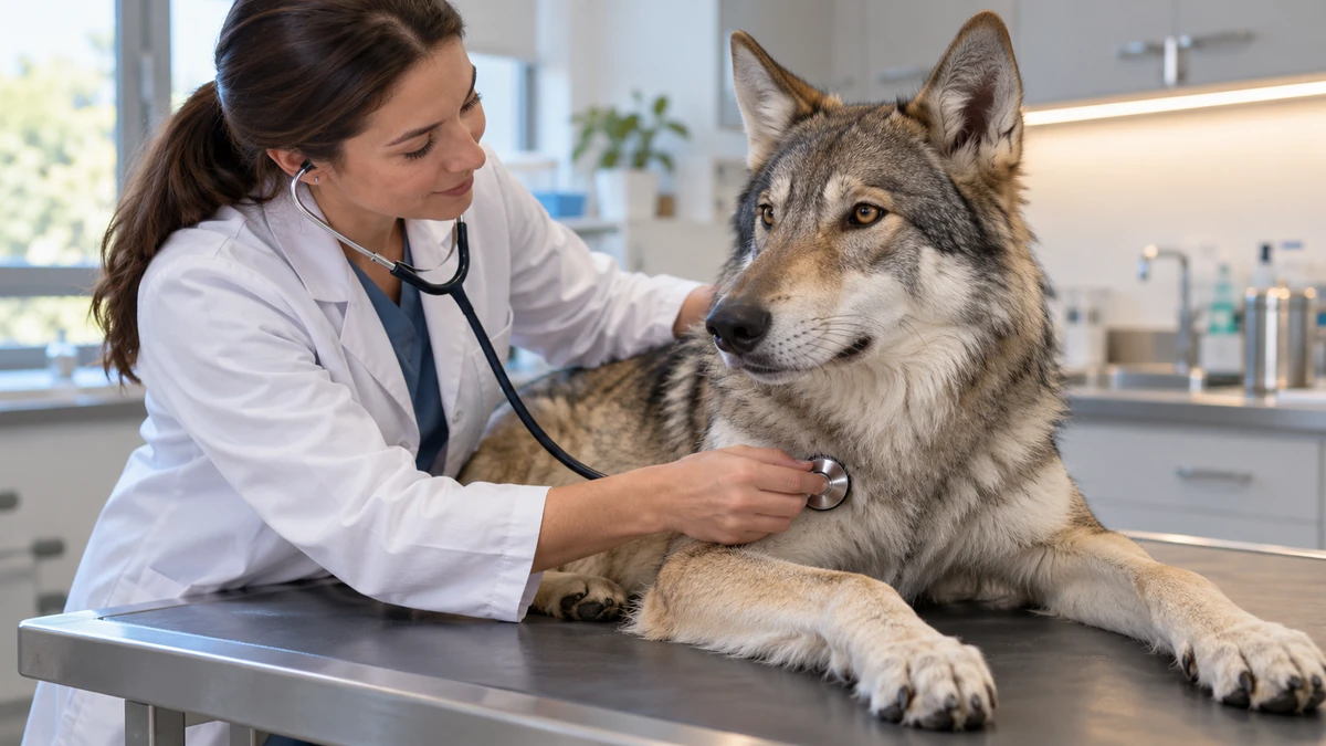 Wolfdog köpek — veteriner kontrolü